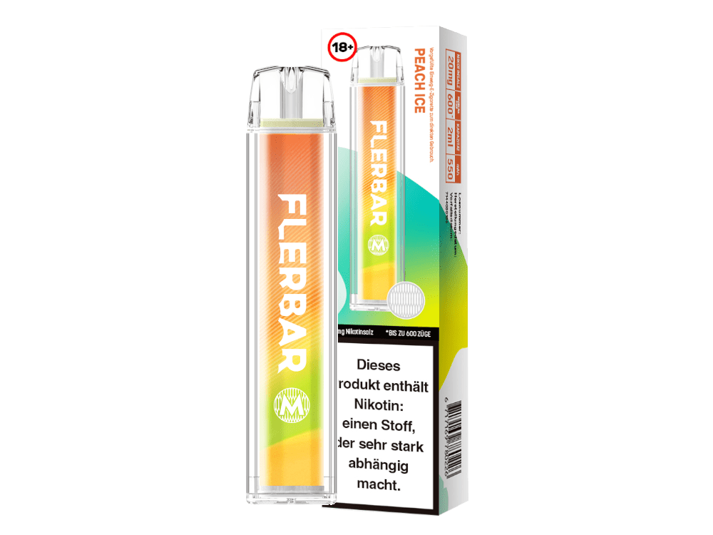 Flerbar M in Peach Ice — 2 ml, 20 mg/ml Nikotinsalz, bis 600 Züge