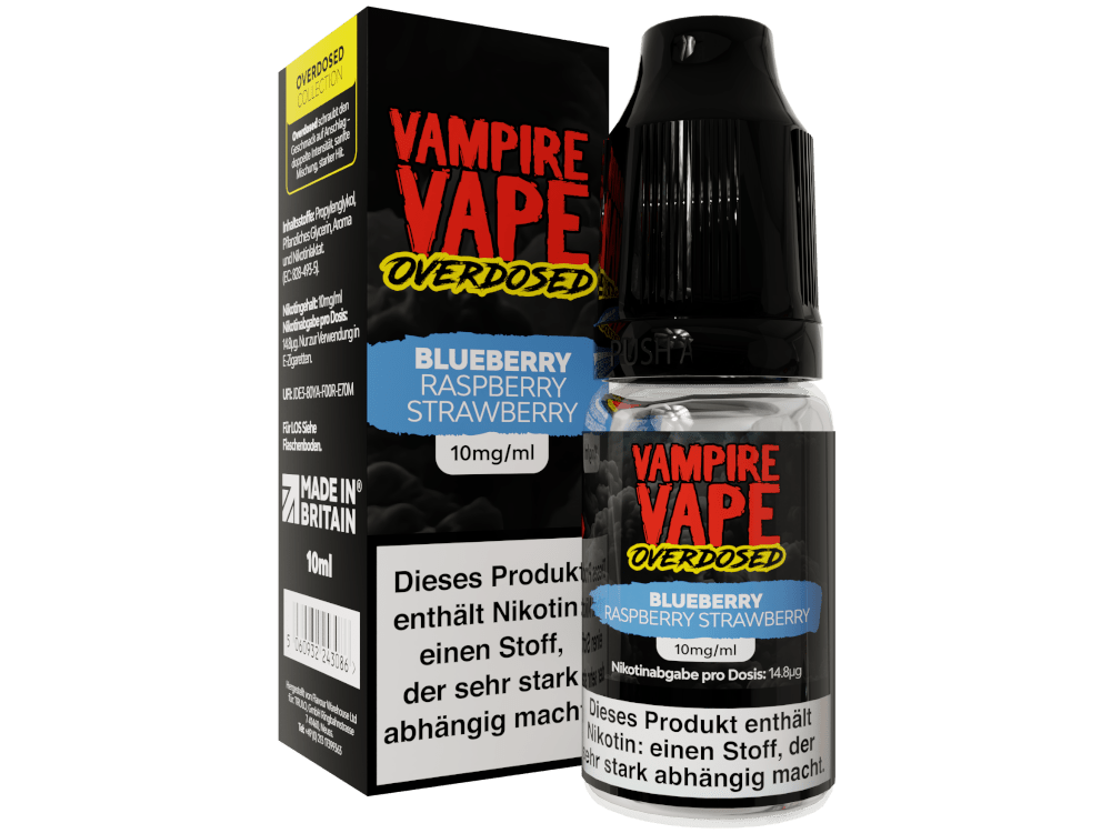 Vampire Vape Blueberry Raspberry Strawberry Overdosed Nikotinsalz Liquid