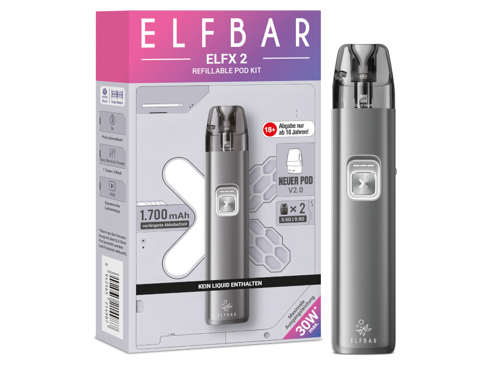 Elfbar Elfx 2 E-Zigarette — Space Grey