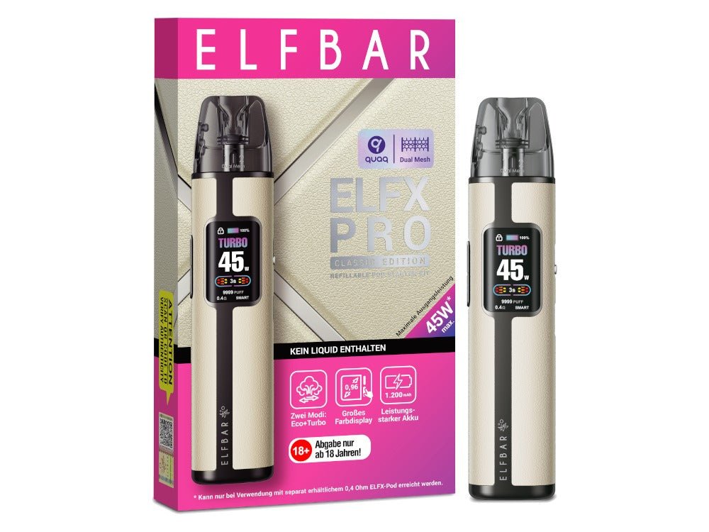 Elfbar Elfx Pro — 1.200 mAh Akku, 45 W max. Leistung, 2 ml Pod-Tank