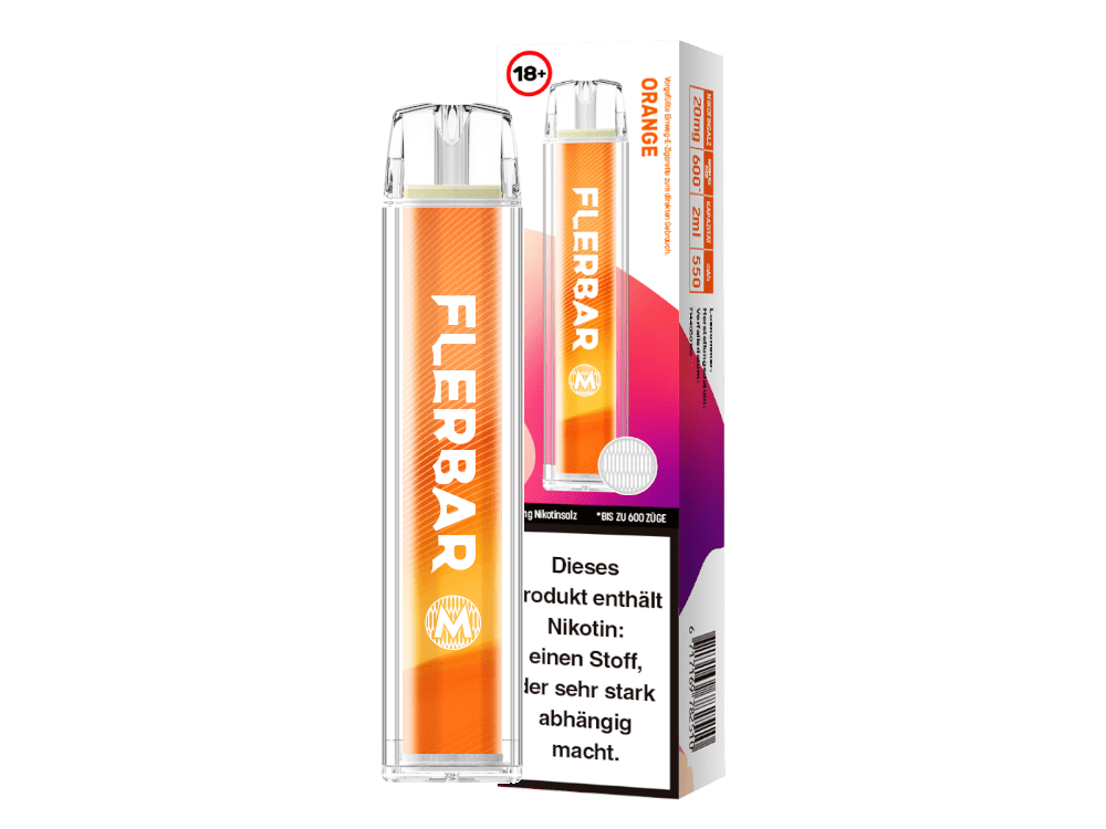 Flerbar M in Orange — 2 ml, 20 mg/ml Nikotinsalz, bis 600 Züge