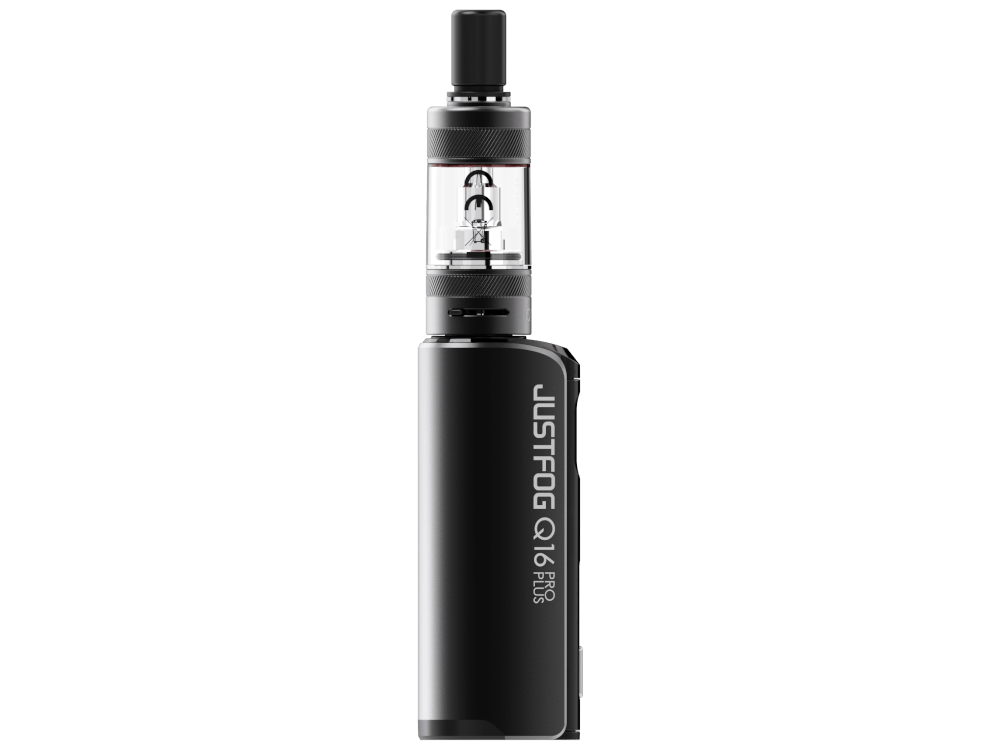 JustFog Q16 Pro Plus in schwarz — 900 mAh Akku, 1,9 ml Tank, MTL Zugstil